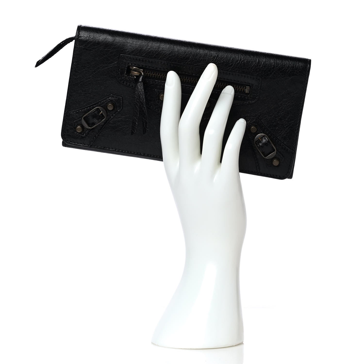 Balenciaga Agneau Classic Hardware Money Wallet Black 2 of 12