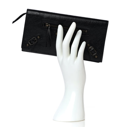 Balenciaga Agneau Classic Hardware Money Wallet Black 2 of 12