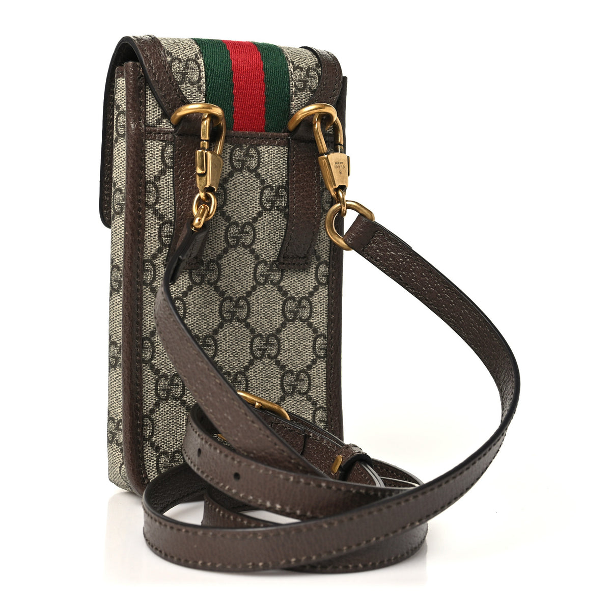 Gucci GG Supreme Monogram Web Ophidia Phone Crossbody Bag Beige New Acero 3 of 9