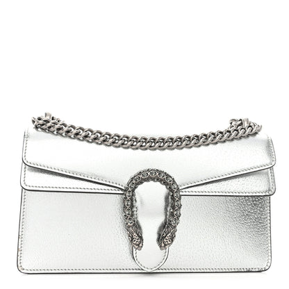 Gucci Metallic Textured Calfskin Crystal Small Dionysus Shoulder Bag Silver 1 of 13