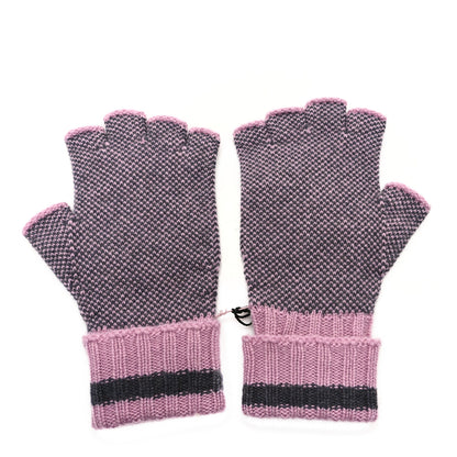 Gucci Cashmere Fingerless Gloves Logo S Graphite Pink 2 of 3