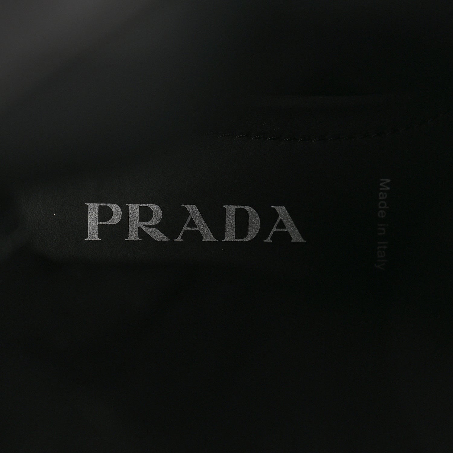 Prada Spazzolato Rois Re-Nylon Metal Triangle Logo Monolith Pouch Pocket 55mm Tall Boots 41 Black 6 of 9