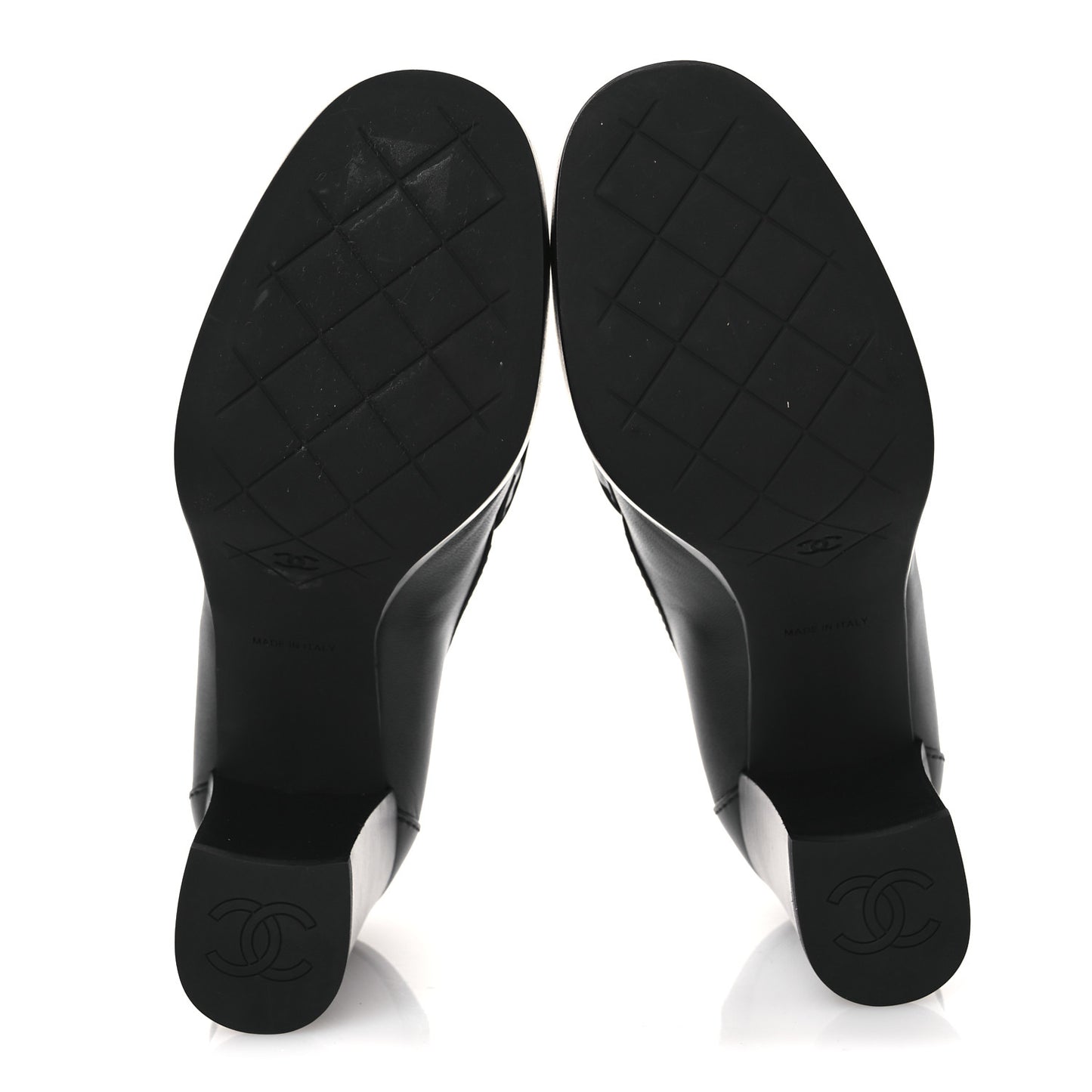 Lambskin Quilted CC Turnlock Platform Moccasins 37 Black