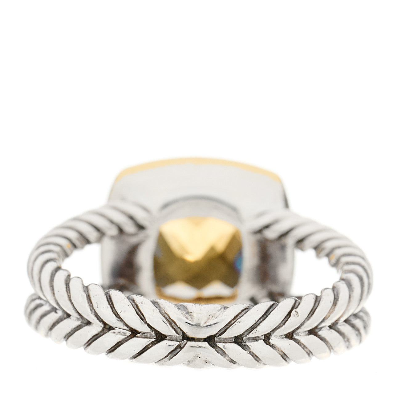 David Yurman Sterling Silver 18K Yellow Gold Citrine Yellow Sapphire 7mm Petite Albion Ring 48 4.5 3 of 4