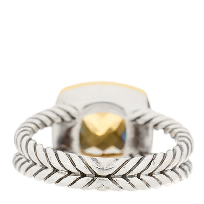 David Yurman Sterling Silver 18K Yellow Gold Citrine Yellow Sapphire 7mm Petite Albion Ring 48 4.5 3 of 4