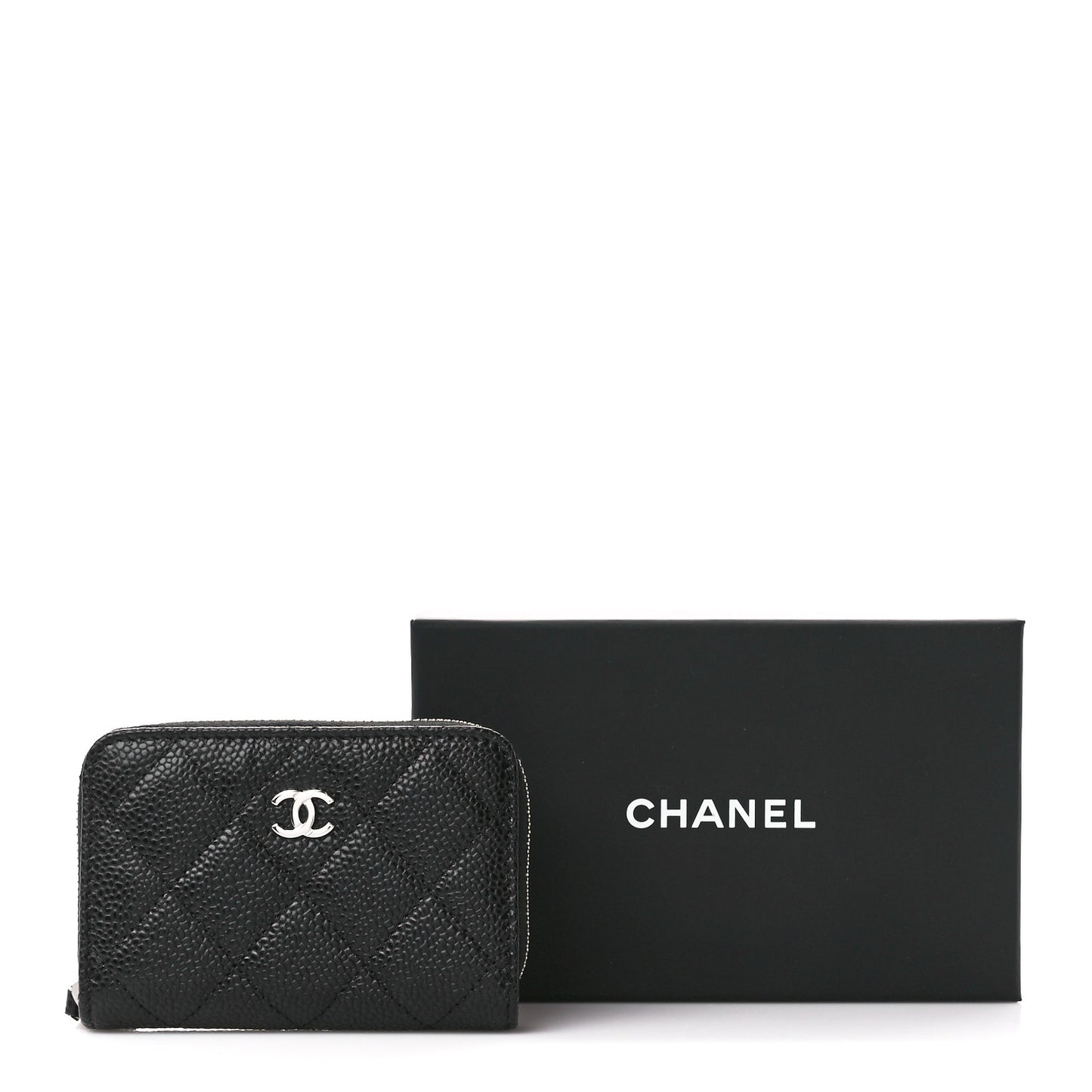 Caviar Quilted Zip Coin Purse Black