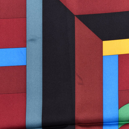 Hermes Silk Perspective Cavaliere 90 Twill Orange Rouge H Vert 5 of 6