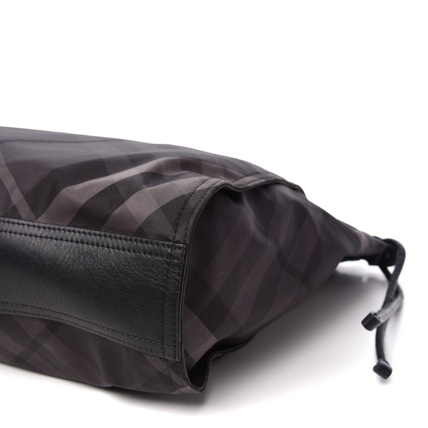 Nylon Check Small Buckleigh Packable Tote Charcoal