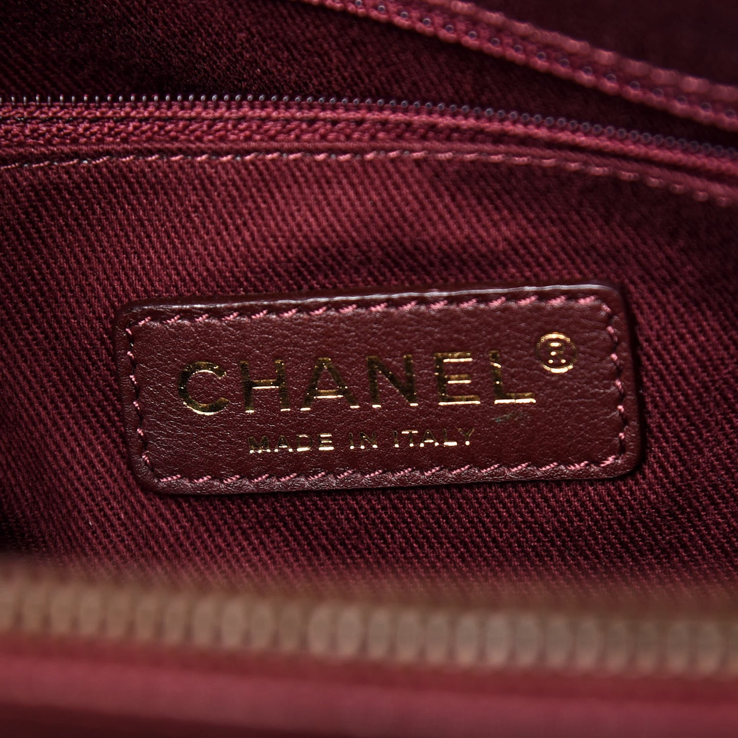 Iridescent Calfskin Chevron Quilted Surpique Tote Burgundy