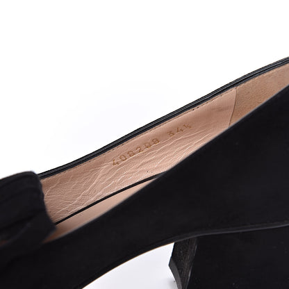 Gucci Kid Scamosciato GG Marmont Fringe 50mm Loafer Pumps 34.5 Black 8 of 13