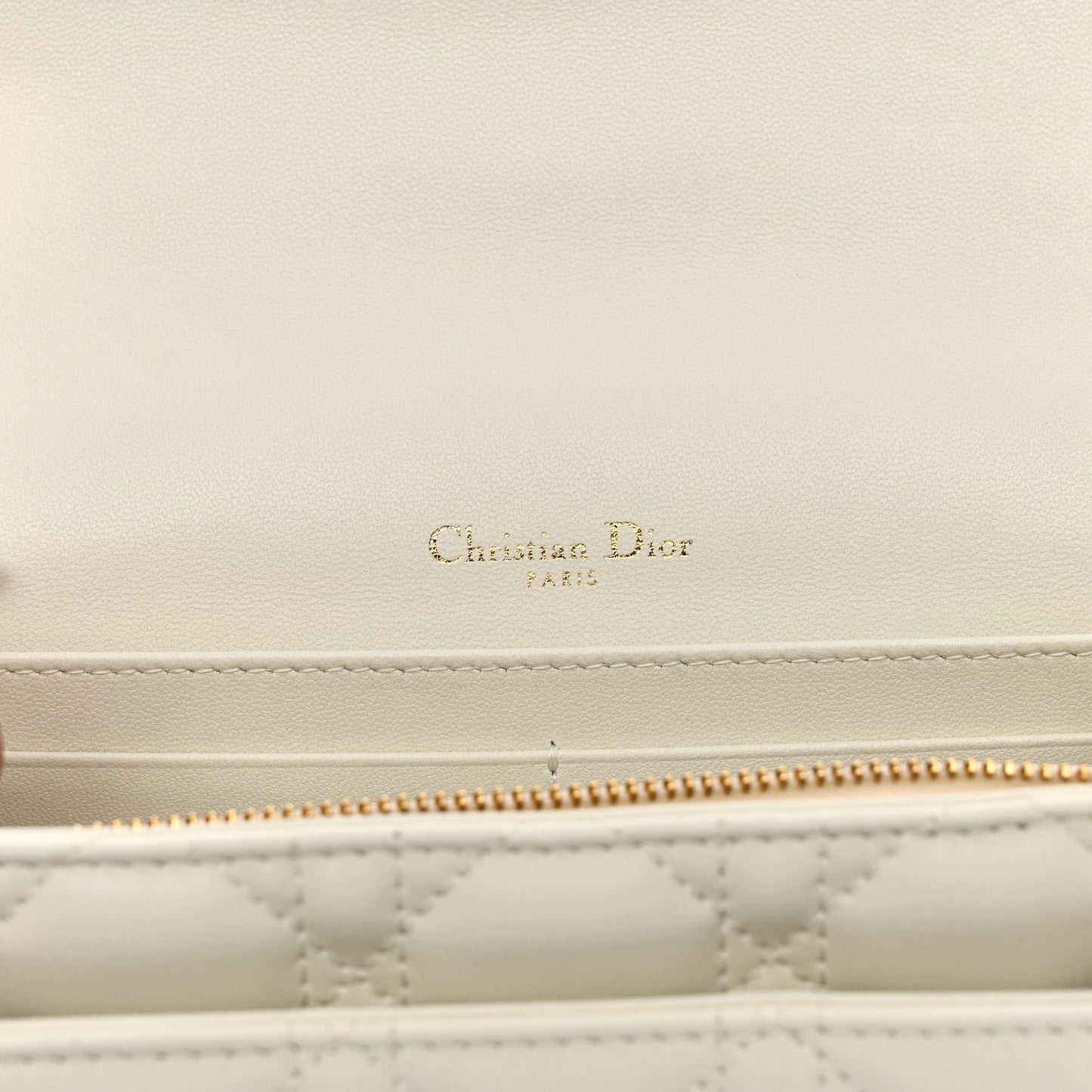Lambskin Cannage Lady Dior Chain Pouch Latte