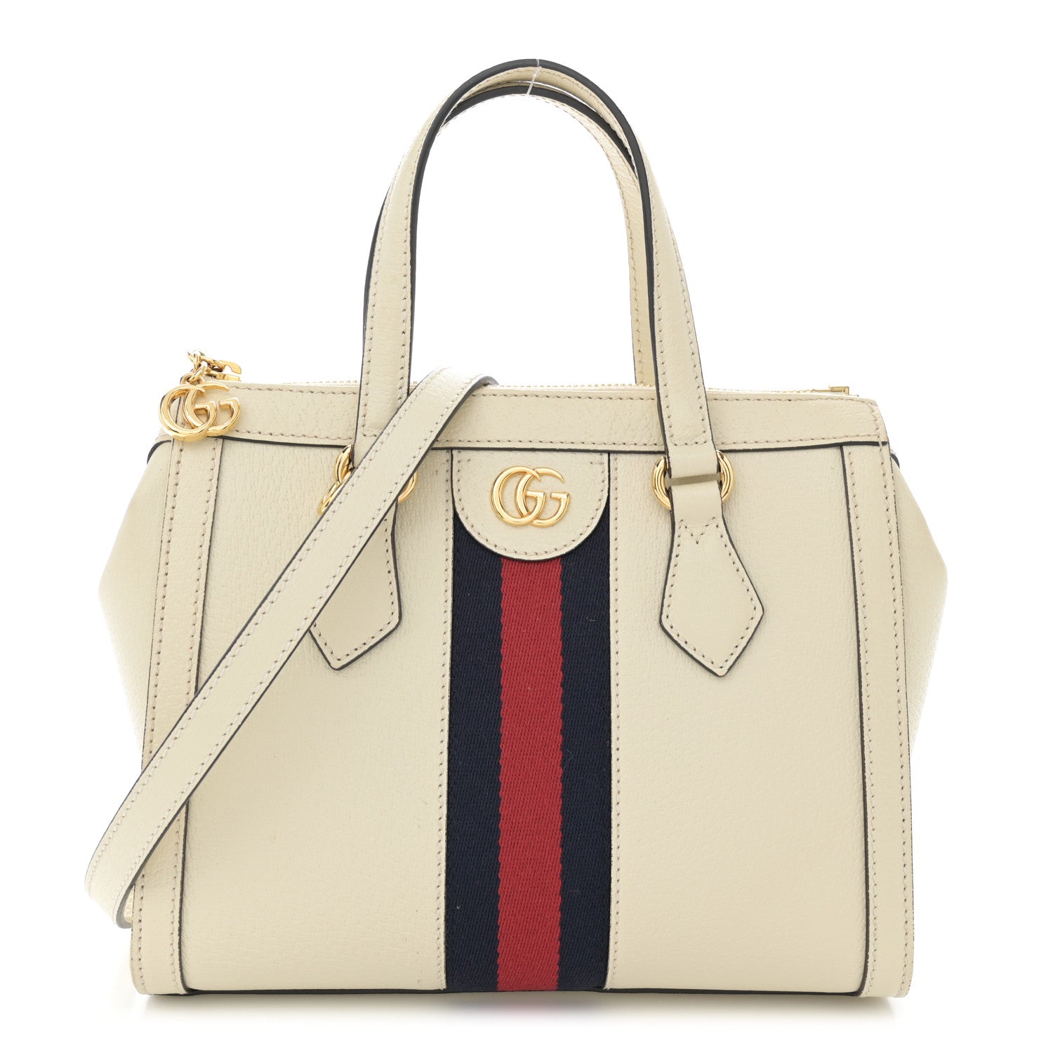Gucci Textured Calfskin Web Small Ophidia Tote Bag Mystic White 1 of 15