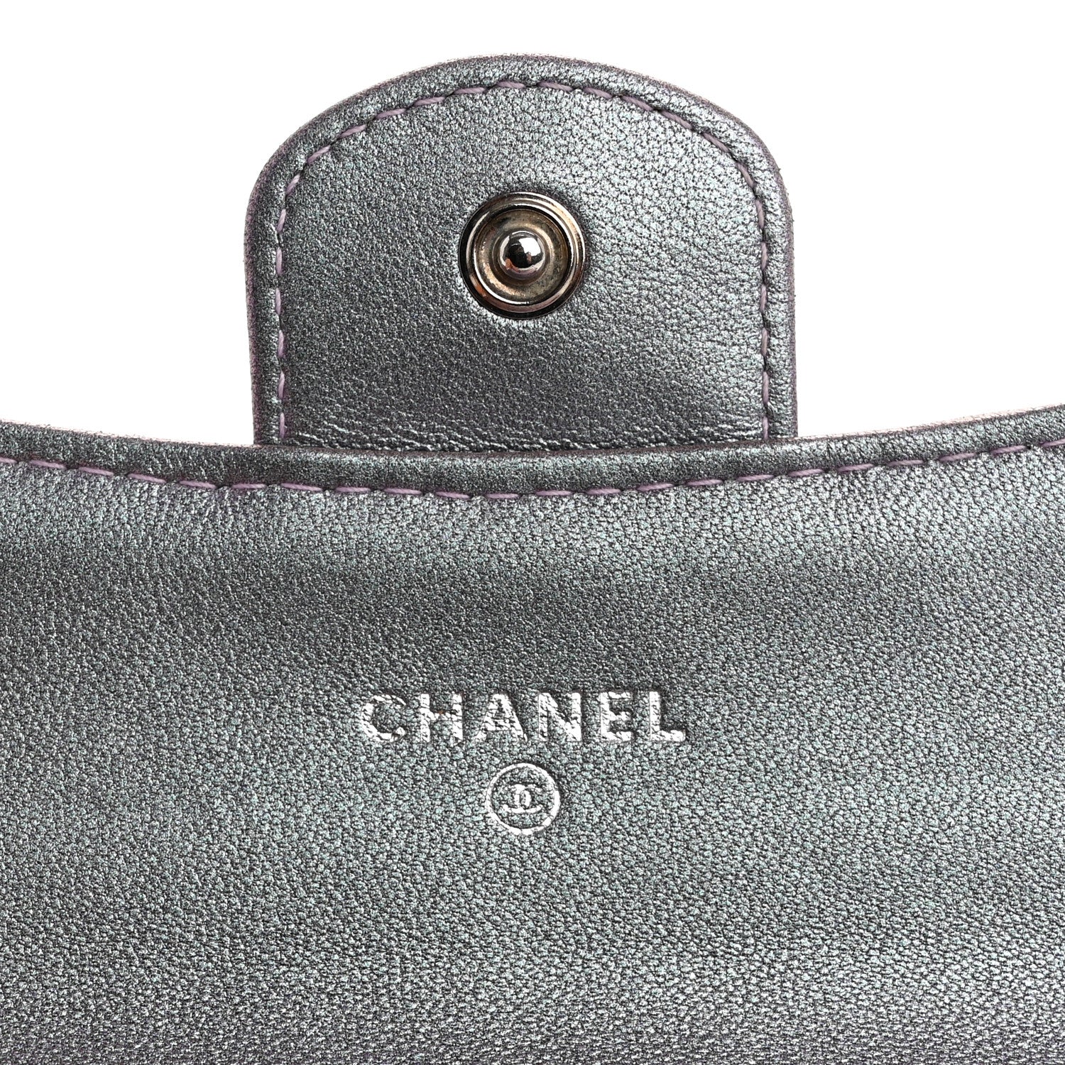 Chanel Iridescent Lambskin Chevron Quilted Reissue Card Holder Light Purple 6 of 11