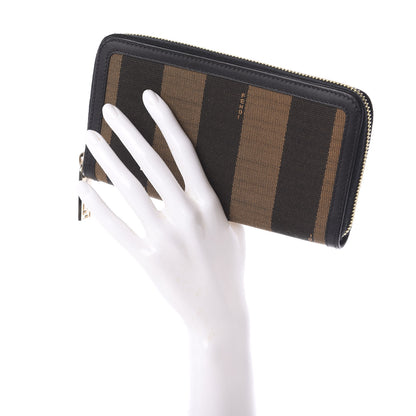 Fendi Pequin Cuoio Vegetale Zip Around Wallet Tobacco Black 2 of 6