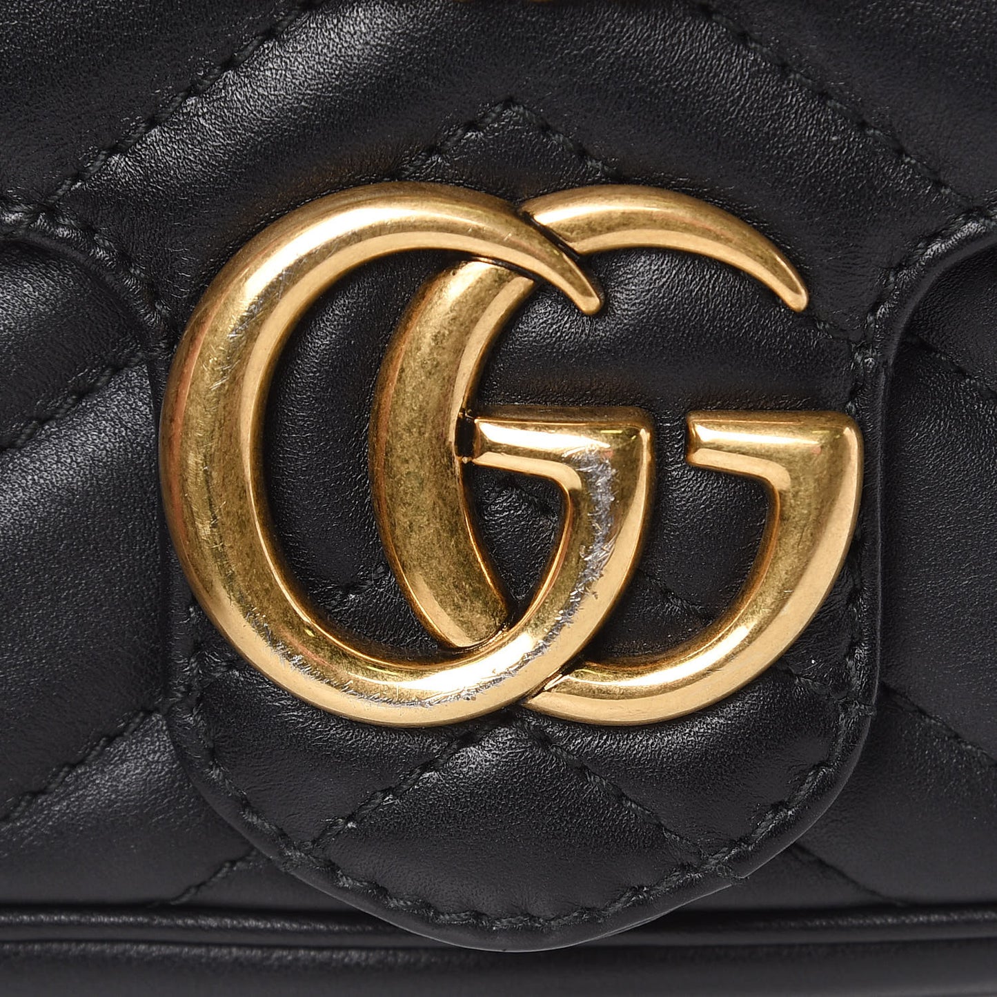 Calfskin Matelasse Super Mini GG Marmont Shoulder Bag Black
