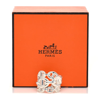 Hermes Sterling Silver GM Chaine d'Ancre Enchainee Band Ring 51 5.75 5 of 5