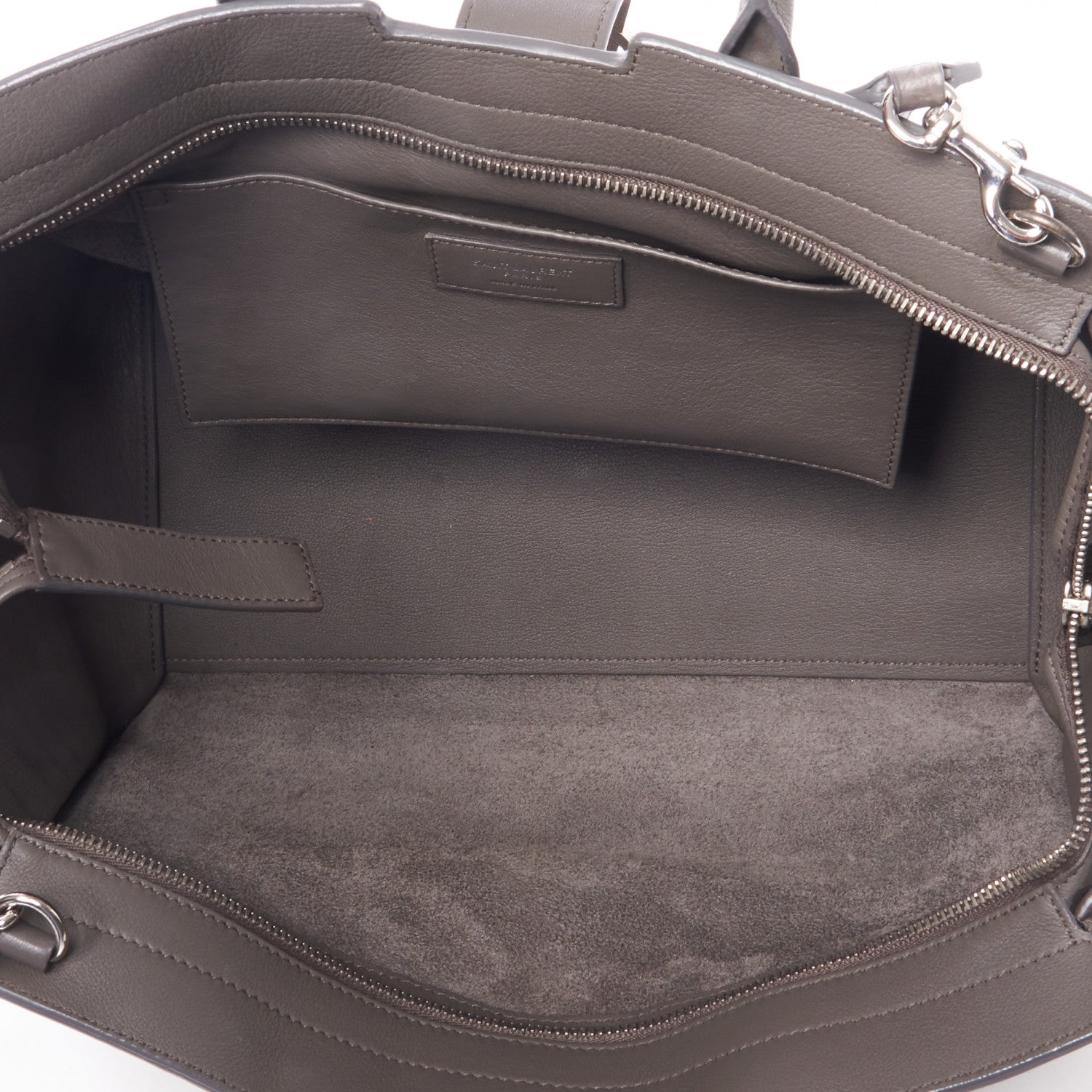 Saint Laurent Smooth Calfskin Crocodile Embossed Small Monogram Downtown Cabas Earth 6 of 9