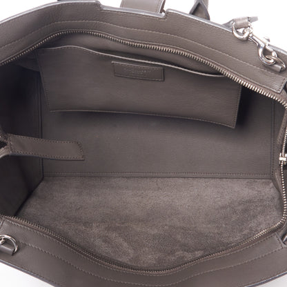 Saint Laurent Smooth Calfskin Crocodile Embossed Small Monogram Downtown Cabas Earth 6 of 9