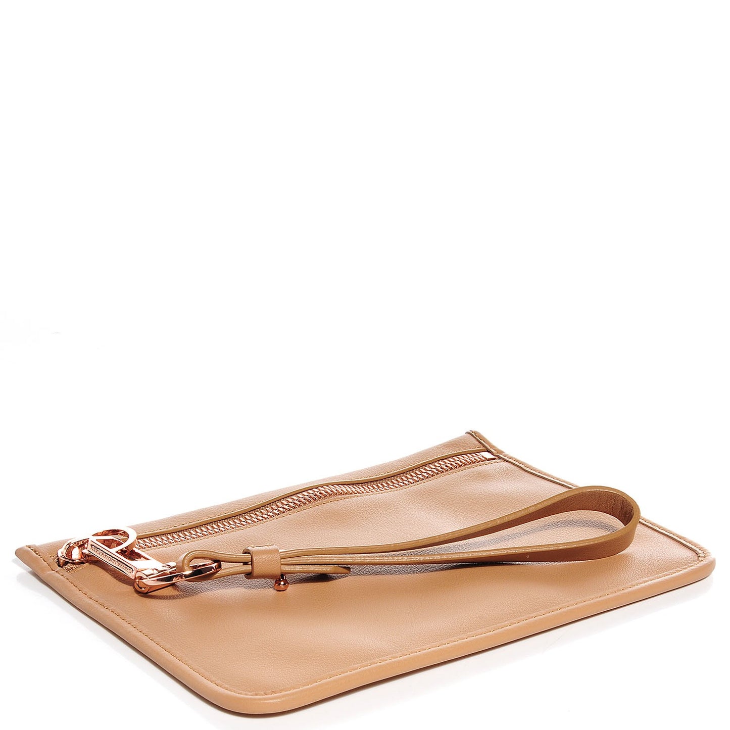 Smooth Leather Prisma Wristlet Camel Rose Gold Hardware