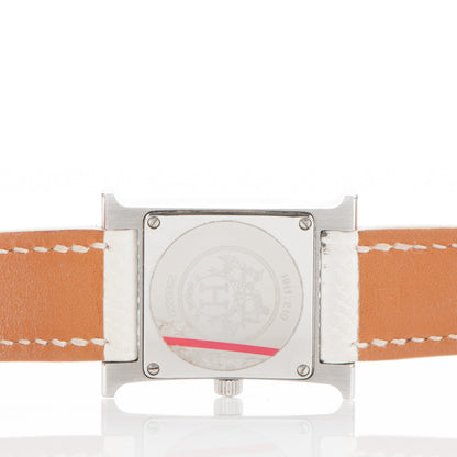 Hermes Stainless Steel Epsom 21mm Heure H Hour Quartz Watch Blanc 8 of 10