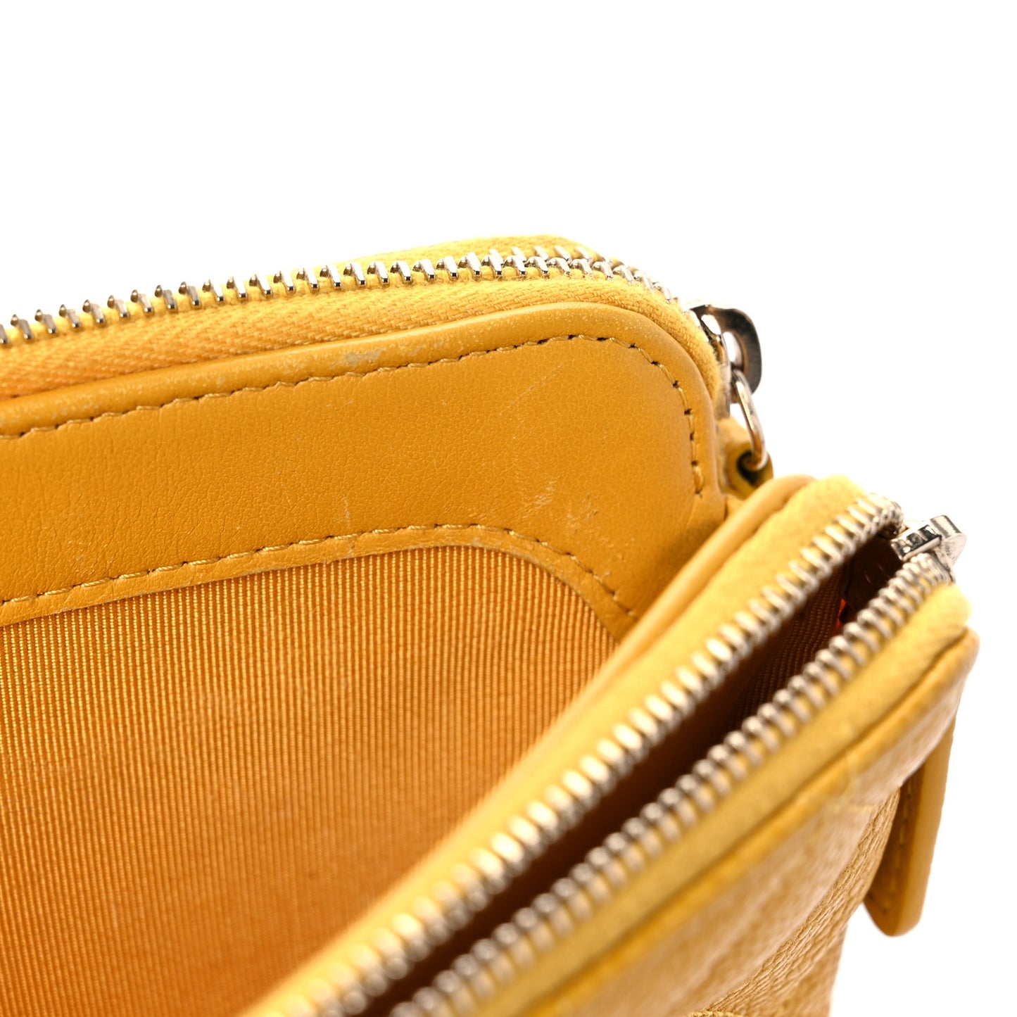 Caviar Quilted Small Clutch With Chain Yellow