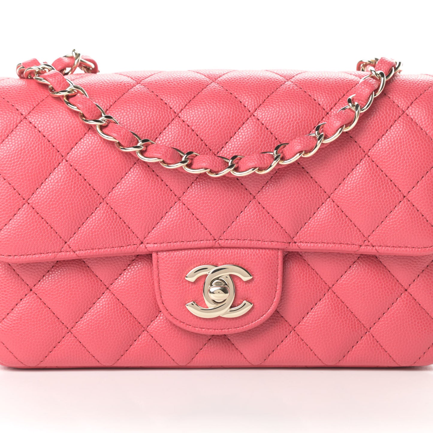 Caviar Quilted Mini Rectangular Flap Dark Pink