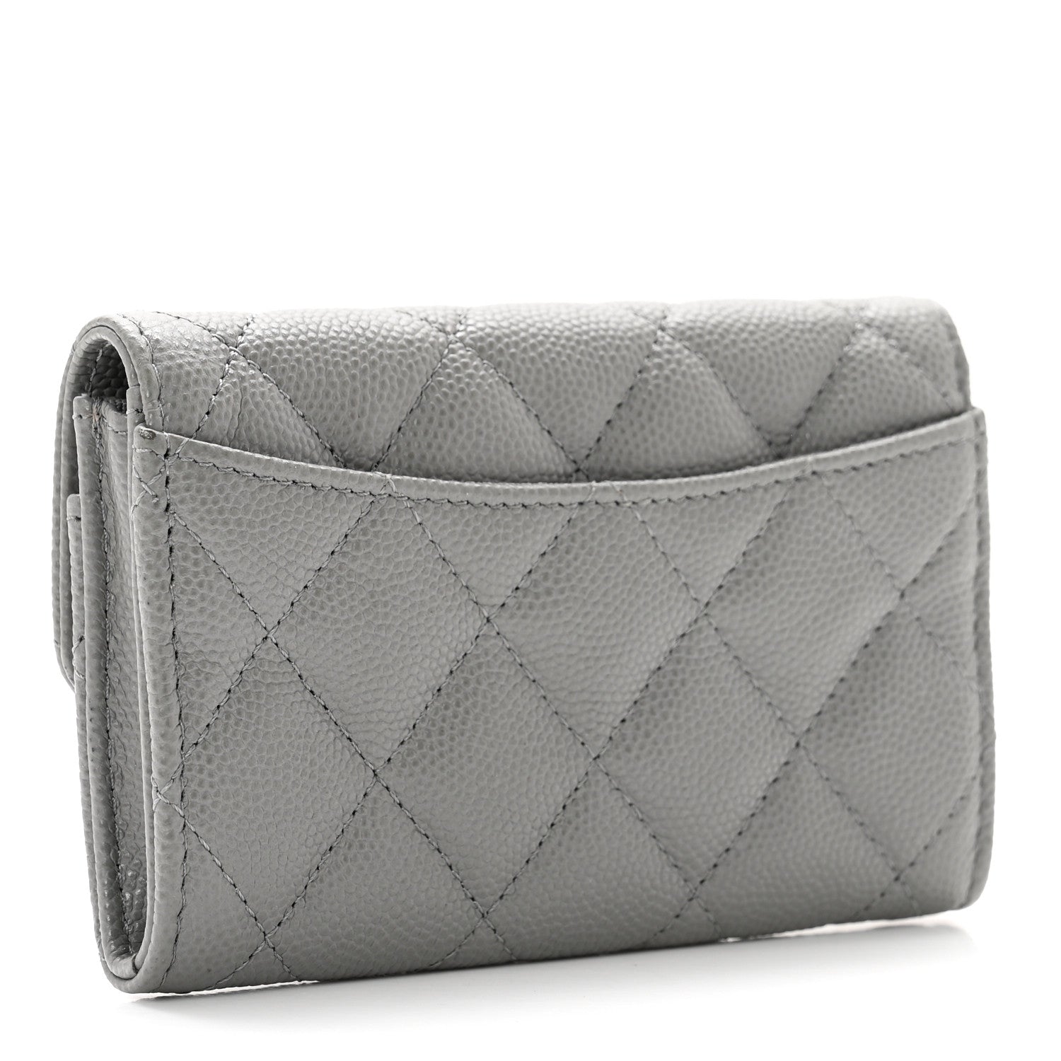 Chanel Caviar Quilted Flap Card Holder Wallet Dark Grey 3 of 8