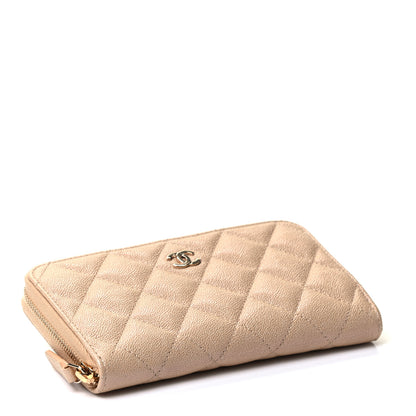 Chanel Iridescent Caviar Quilted Medium Zip Around Wallet Beige 3 of 4