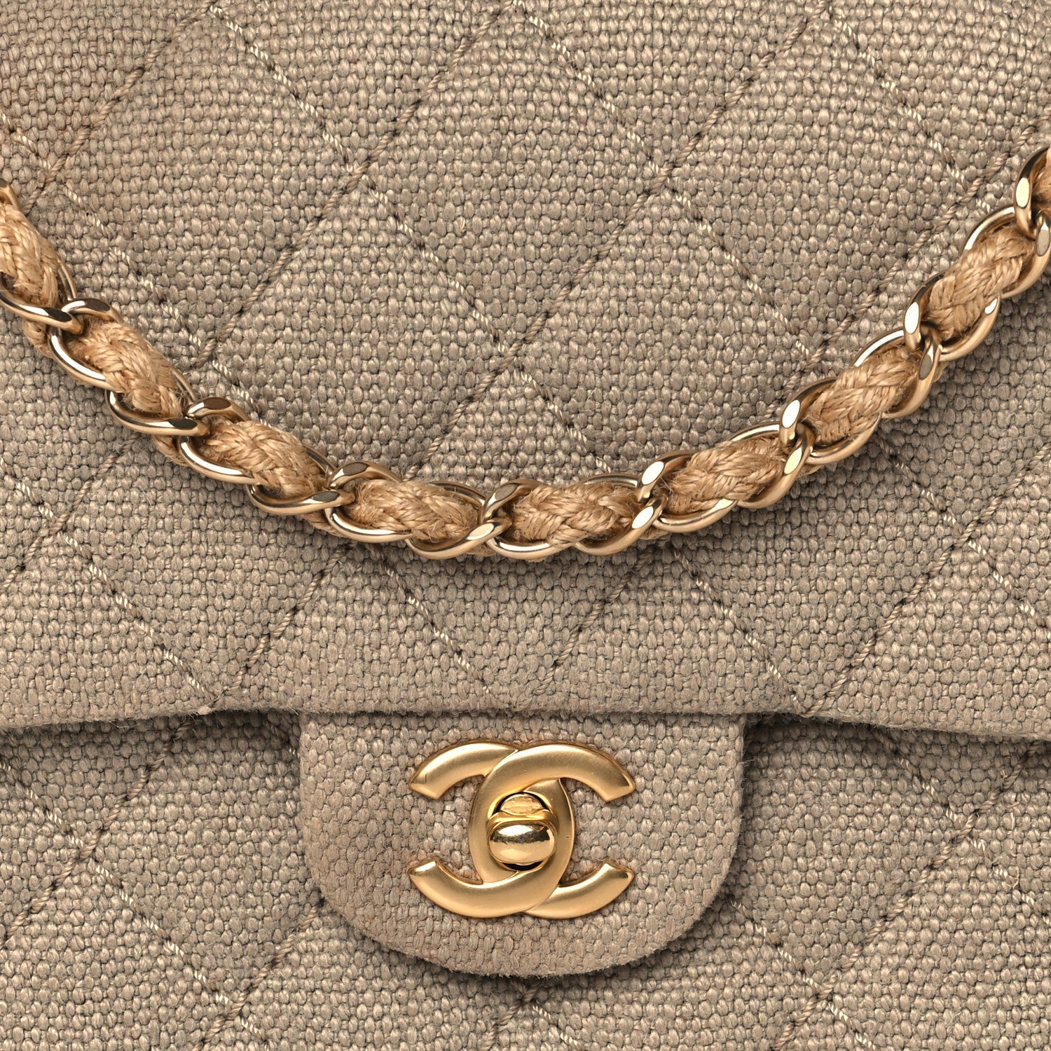 Chanel Canvas Quilted Mini Rectangular Flap Beige 6 of 8