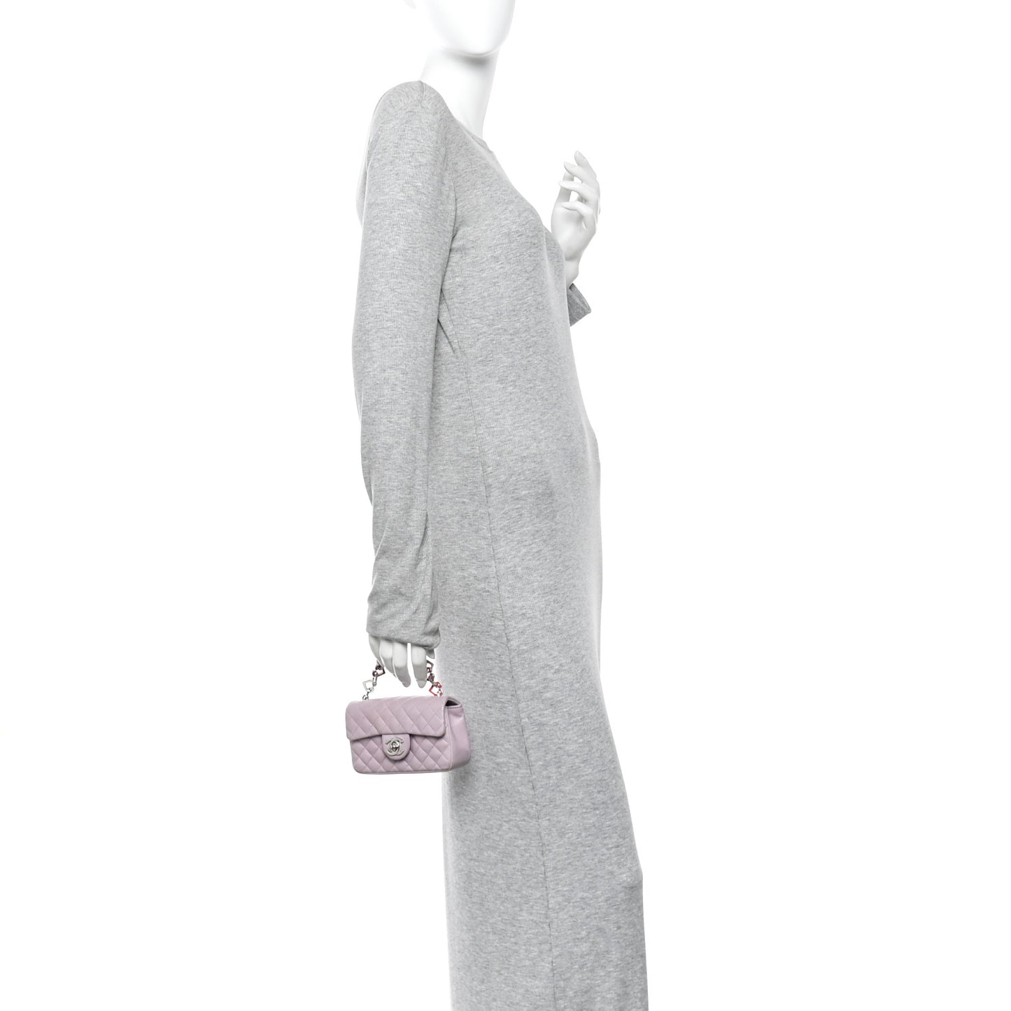 Lambskin Quilted Extra Mini Valentine Flap Lilac