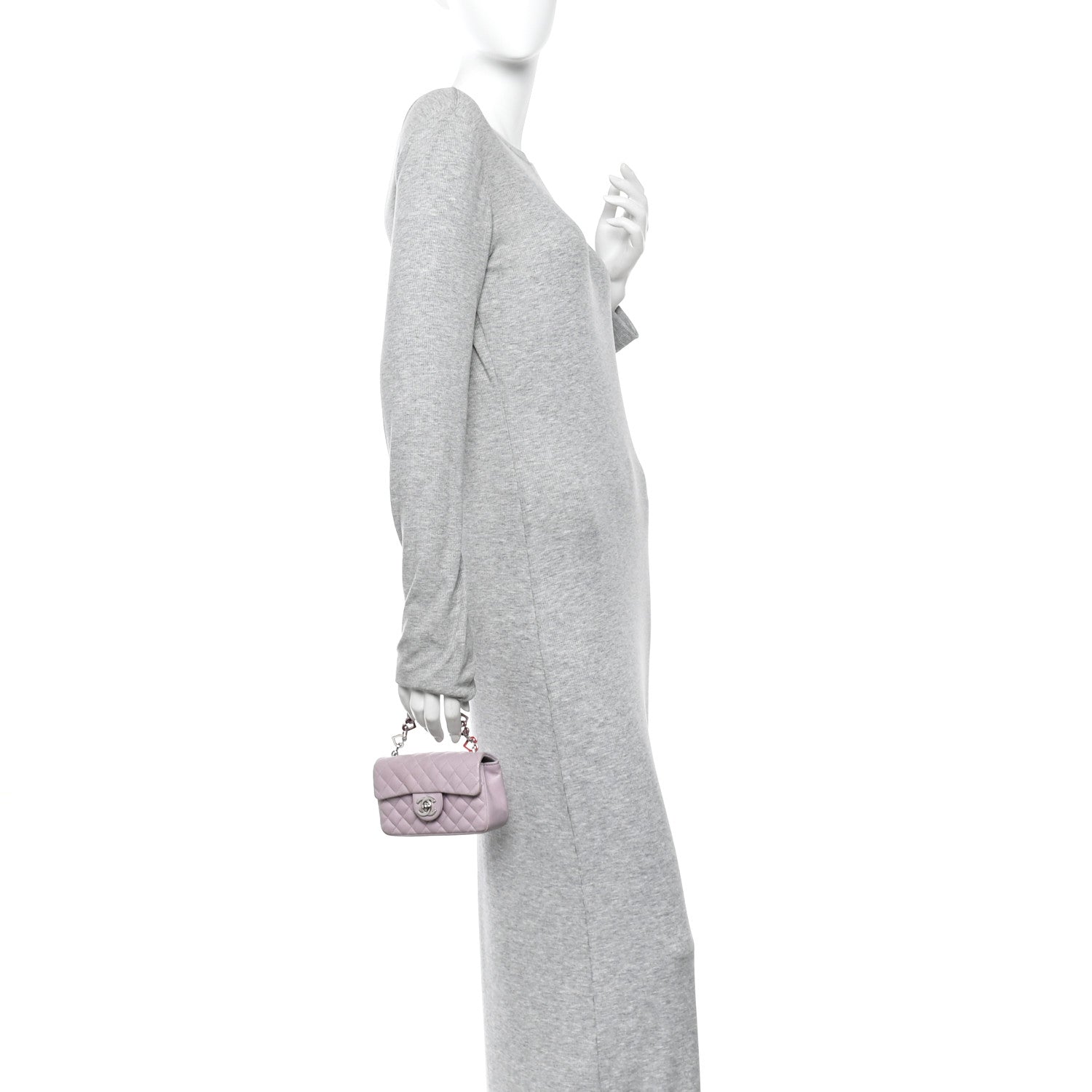 Chanel Lambskin Quilted Extra Mini Valentine Flap Lilac 2 of 10