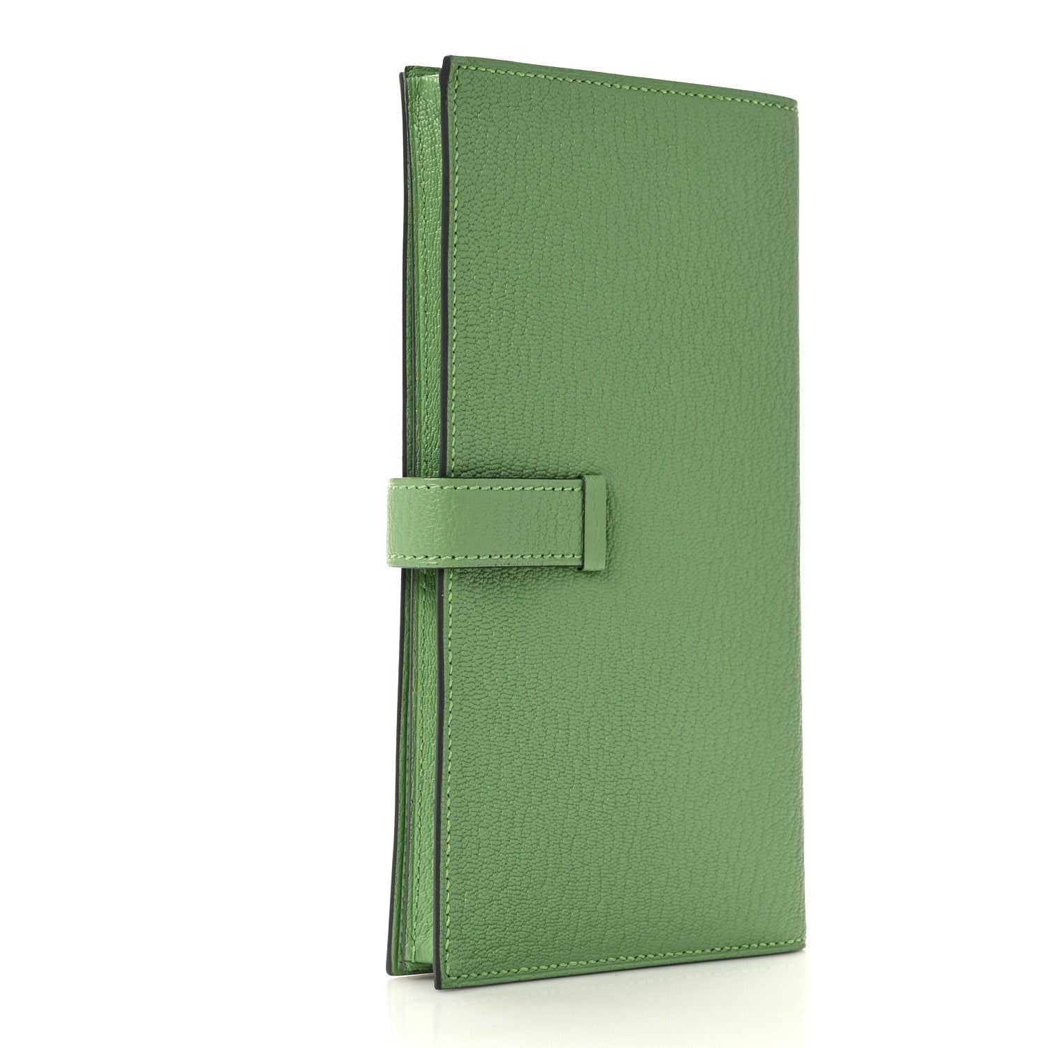 Hermes Chèvre Mysore Bearn Gusset Wallet Vert Criquet 3 of 9