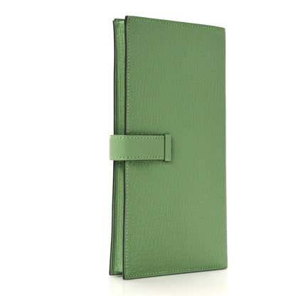 Hermes Chèvre Mysore Bearn Gusset Wallet Vert Criquet 3 of 9