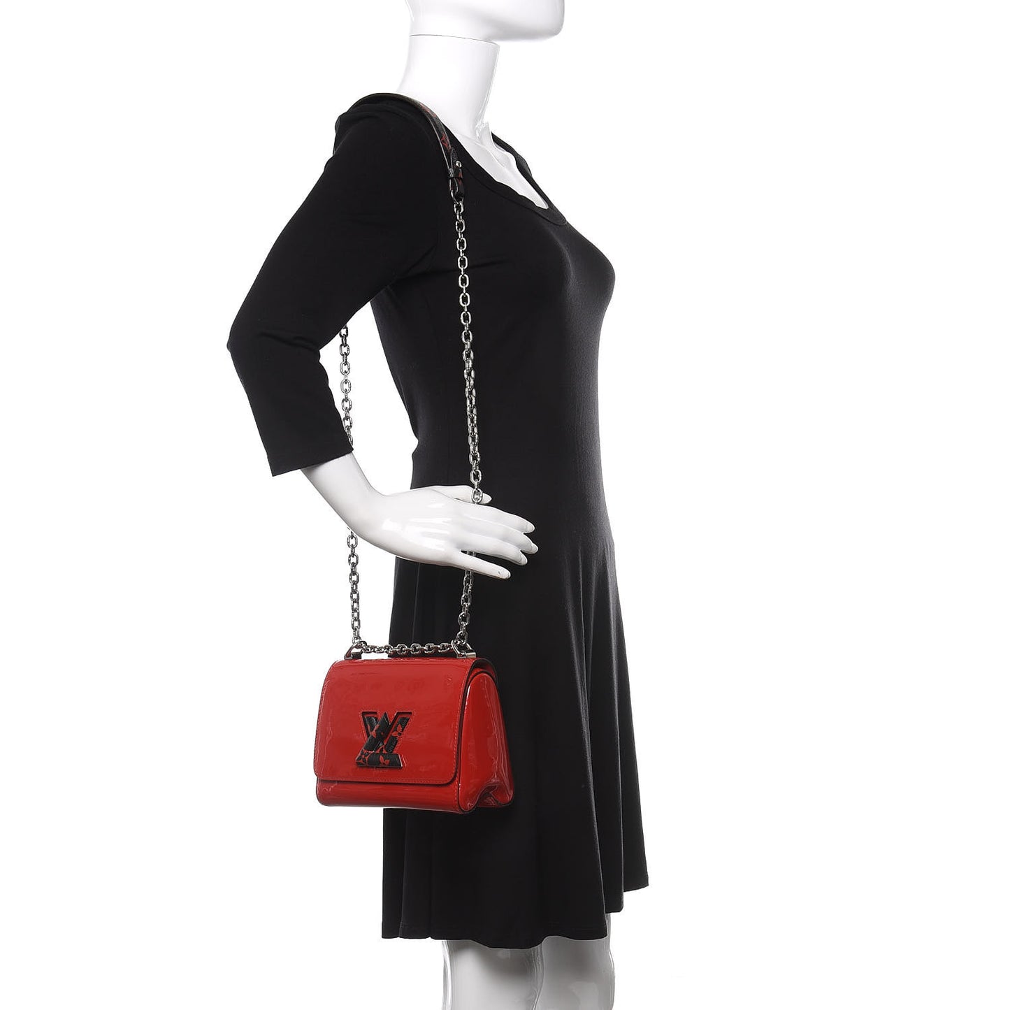 Patent Monogram Infrarouge Twist Shoulder Bag PM Coquelicot