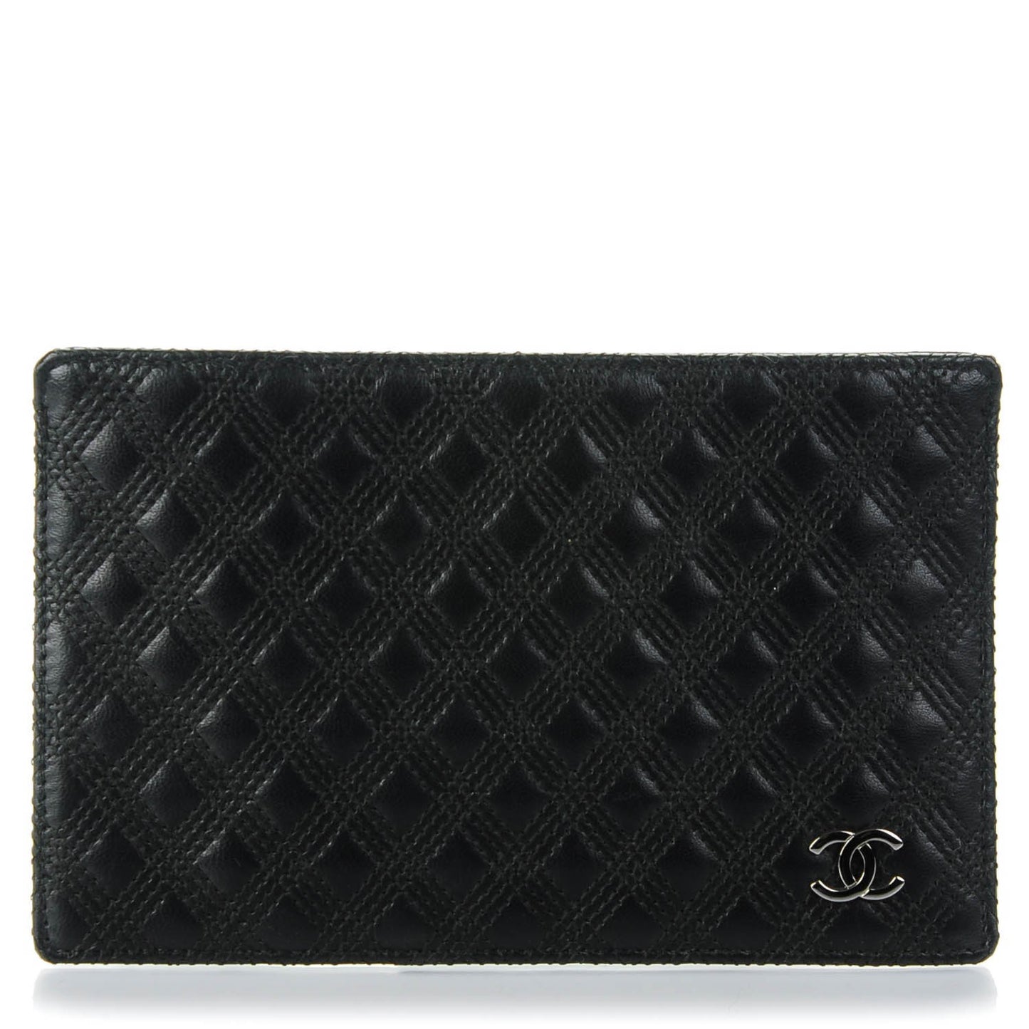 Lambskin Diamond Stitched Card Holder Black