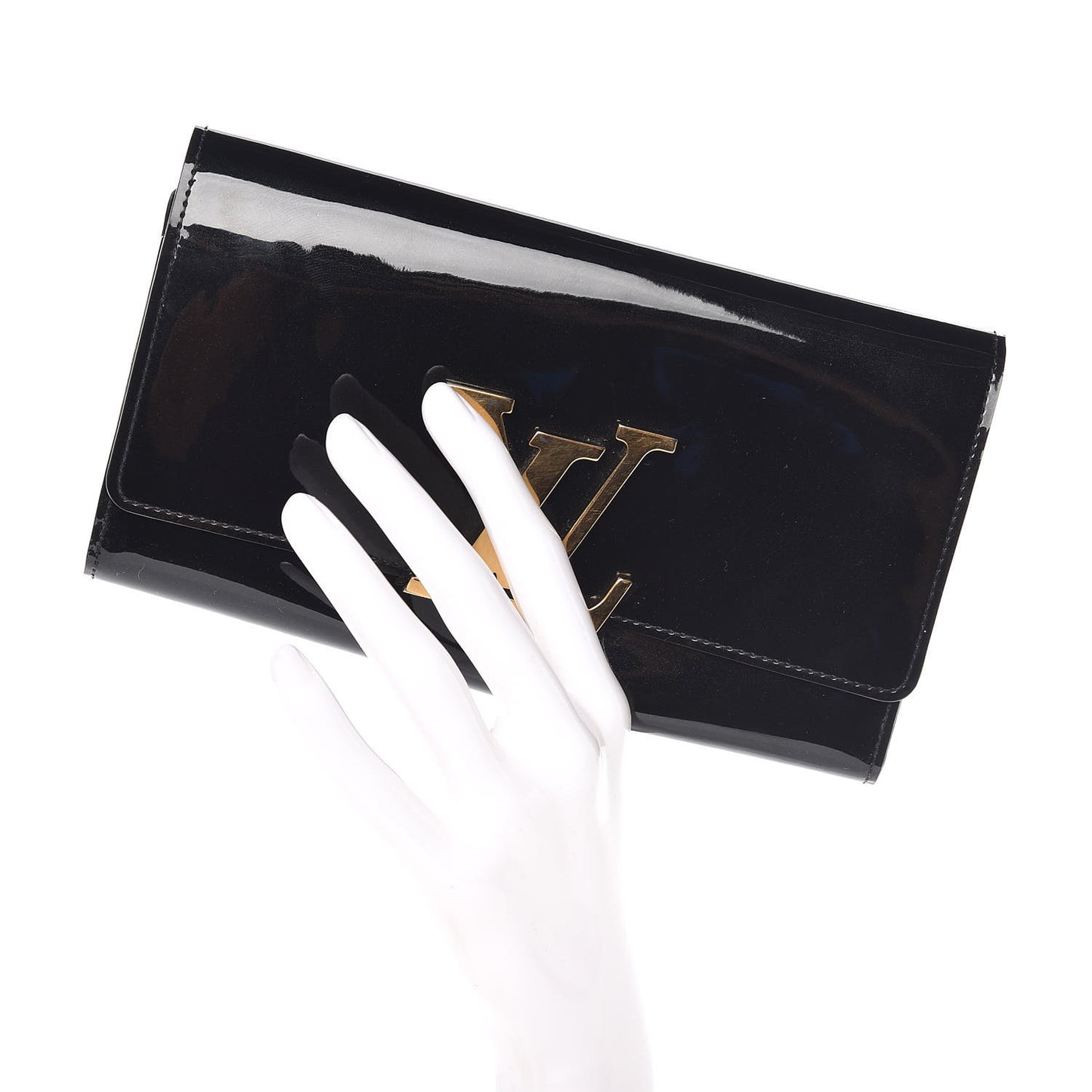 Patent Louise Clutch Black
