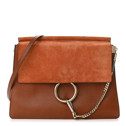 Chloe Suede Calfskin Medium Faye Shoulder Bag Tobacco 1 of 9