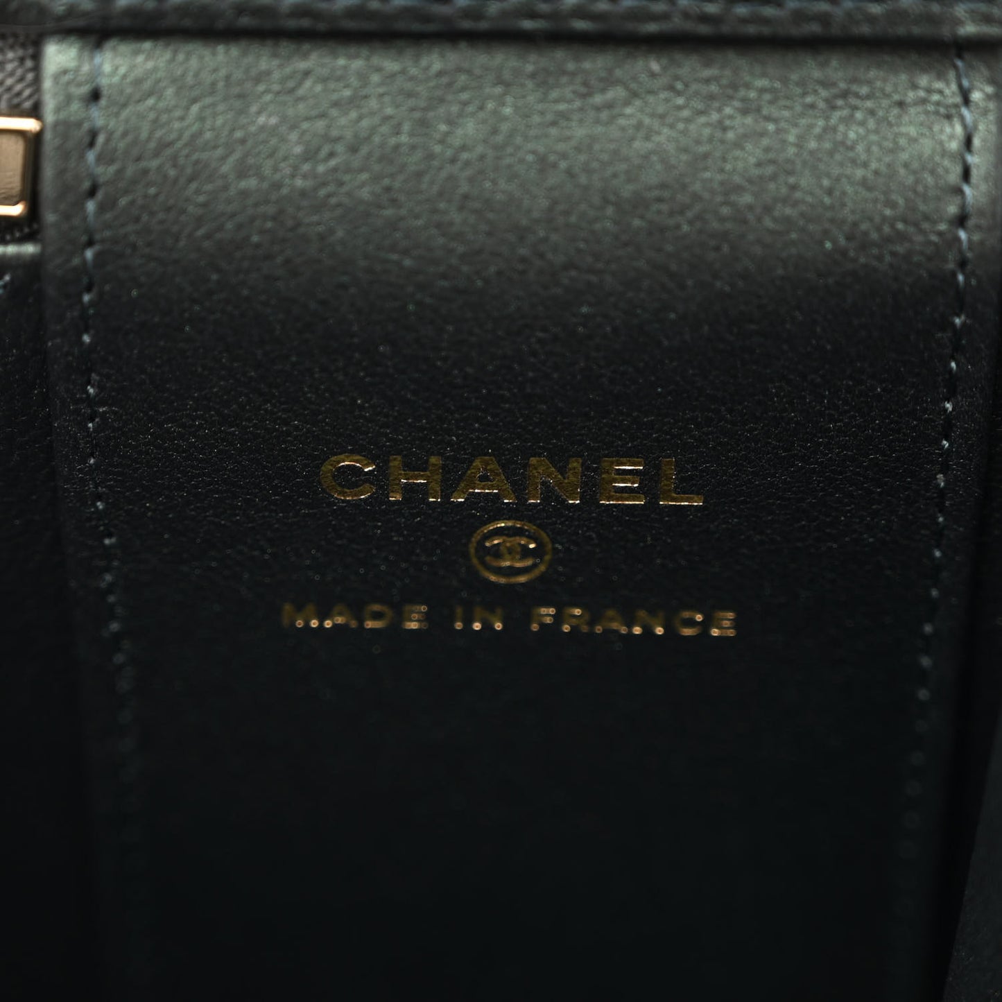 Iridescent Lambskin Quilted Mini Top Handle Vanity Case With Chain Dark Green