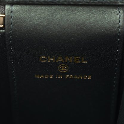 Chanel Iridescent Lambskin Quilted Mini Top Handle Vanity Case With Chain Dark Green 6 of 10