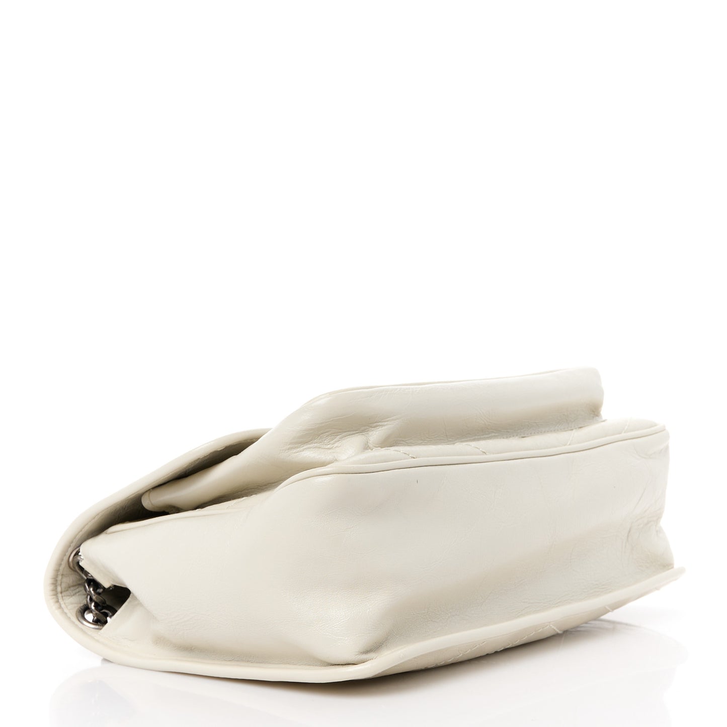 Crinkled Calfskin Matelasse Monogram Medium Niki Chain Satchel Crema Soft