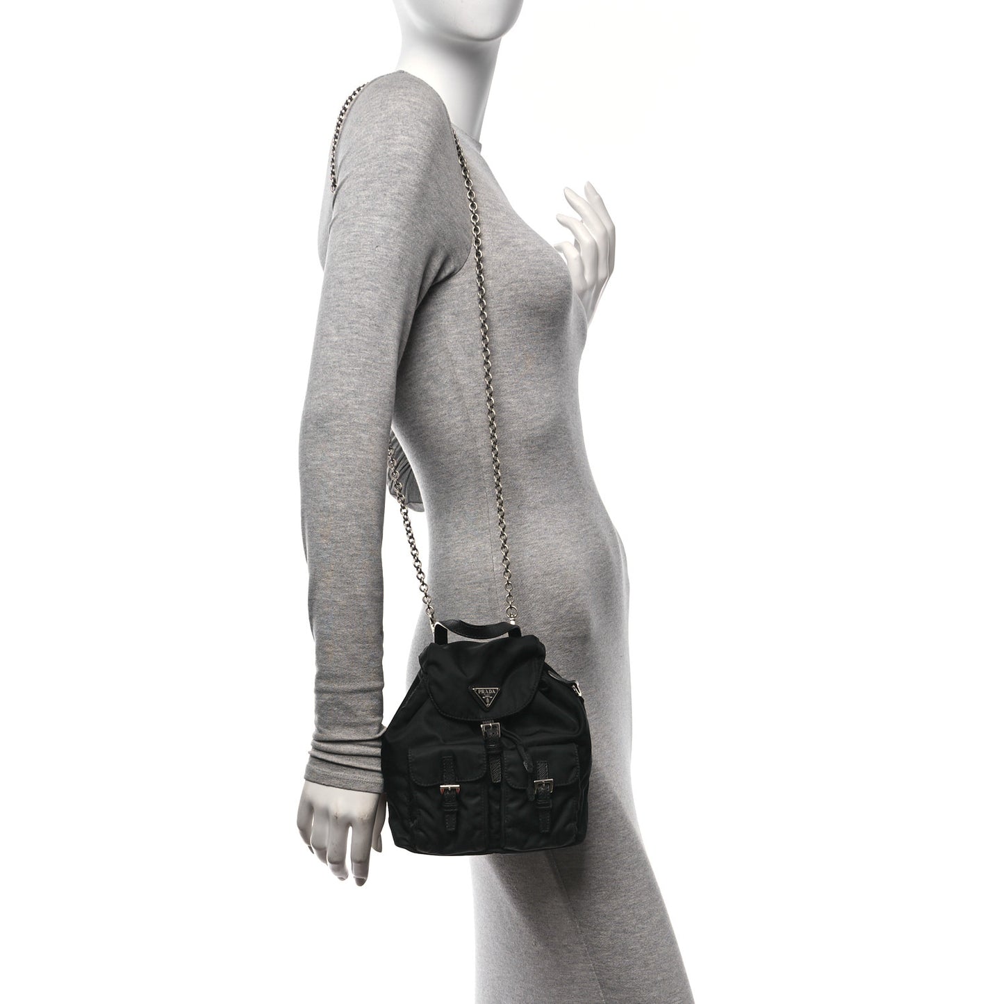 Nylon Vela Mini Crossbody Backpack Black