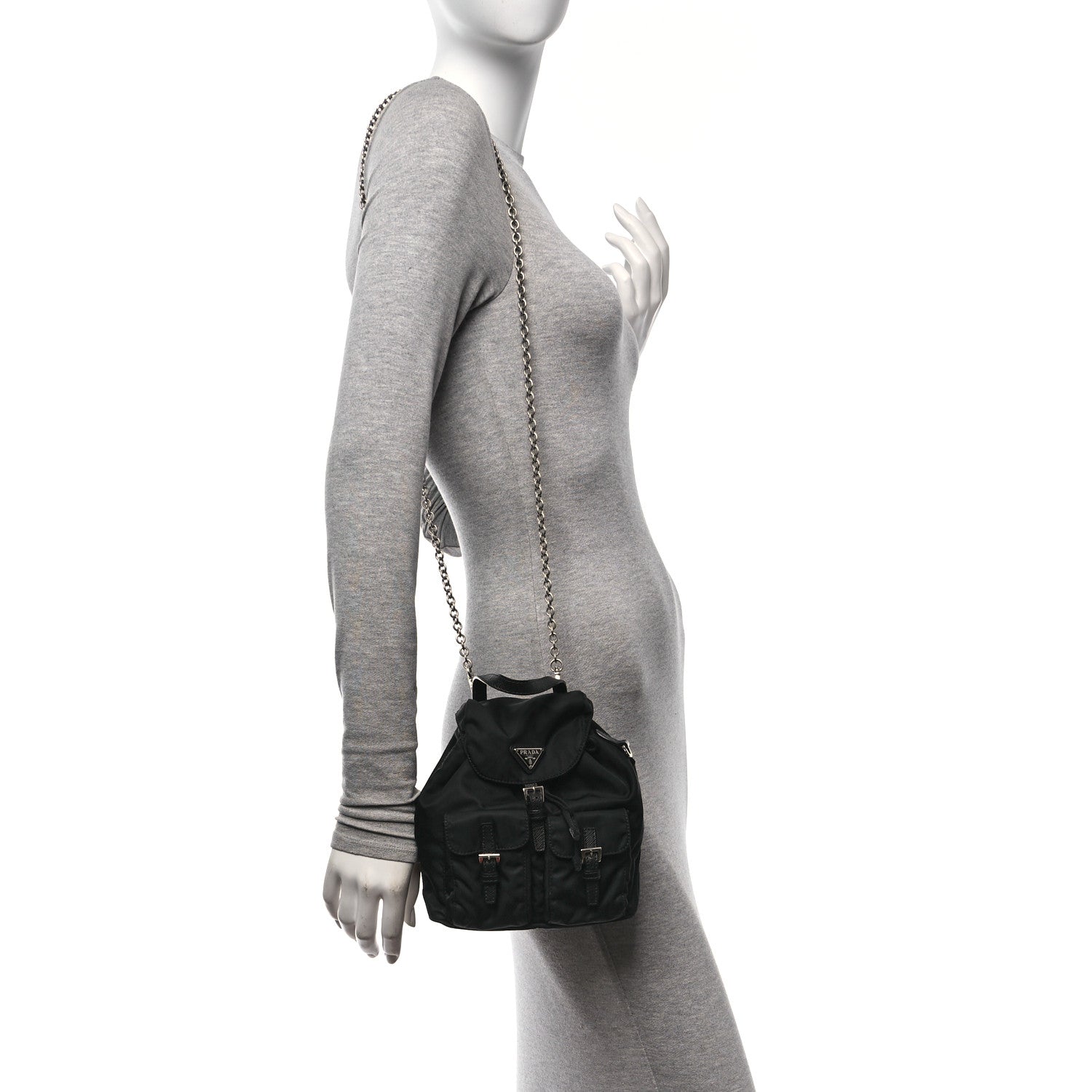 Prada Nylon Vela Mini Crossbody Backpack Black 2 of 13
