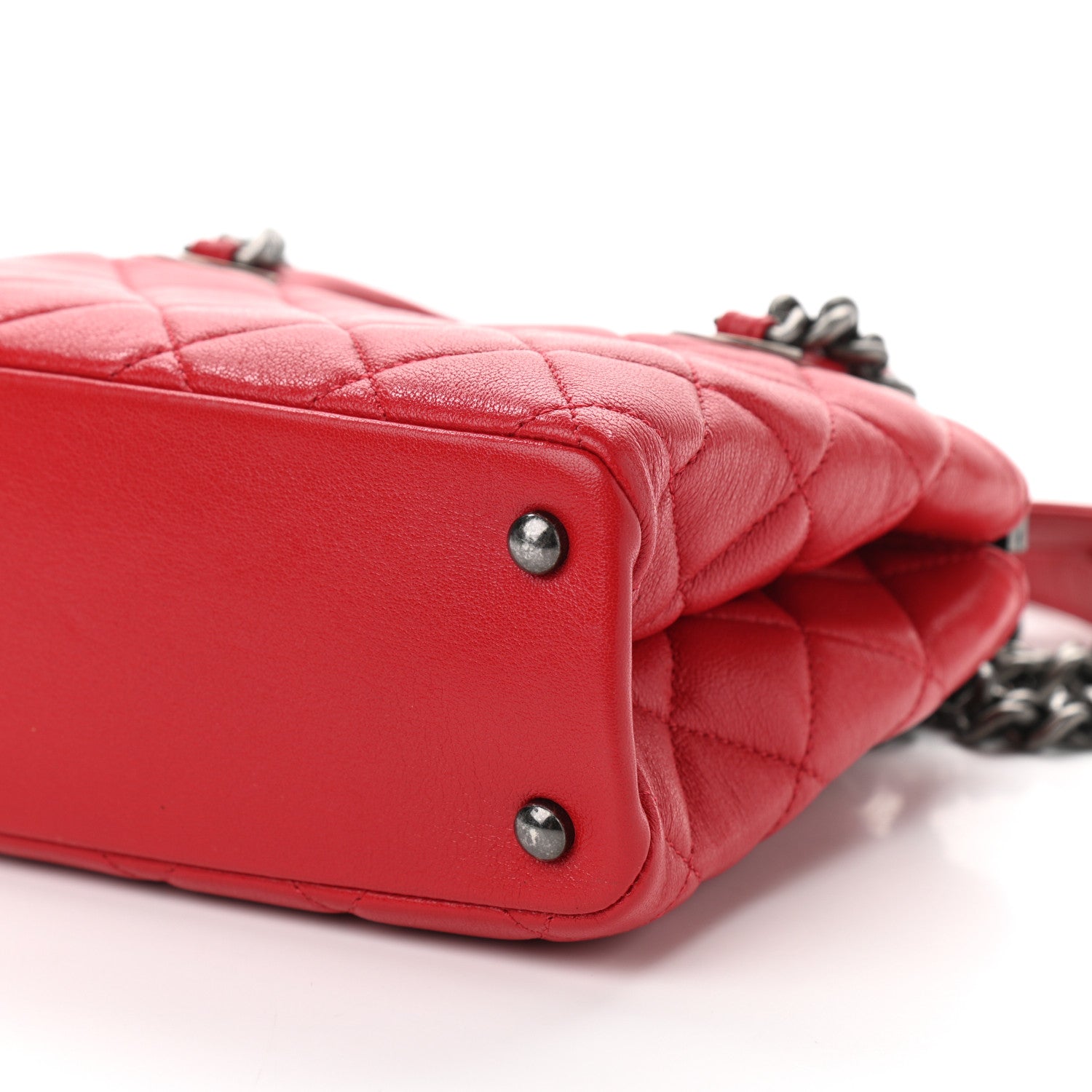 Chanel Shiny Sheepskin Quilted Small Shopping Tote Red 10 of 10