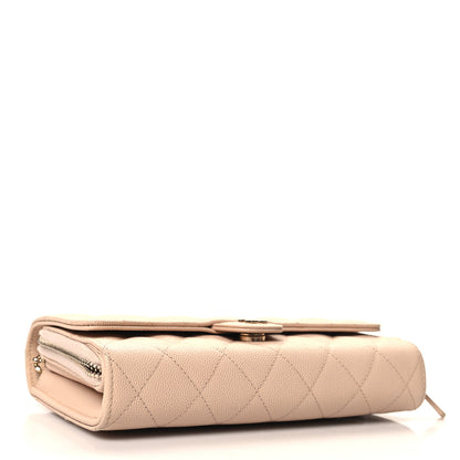 Chanel Caviar Quilted Phone Holder Wallet on Removable Chain Light Beige 5 of 13