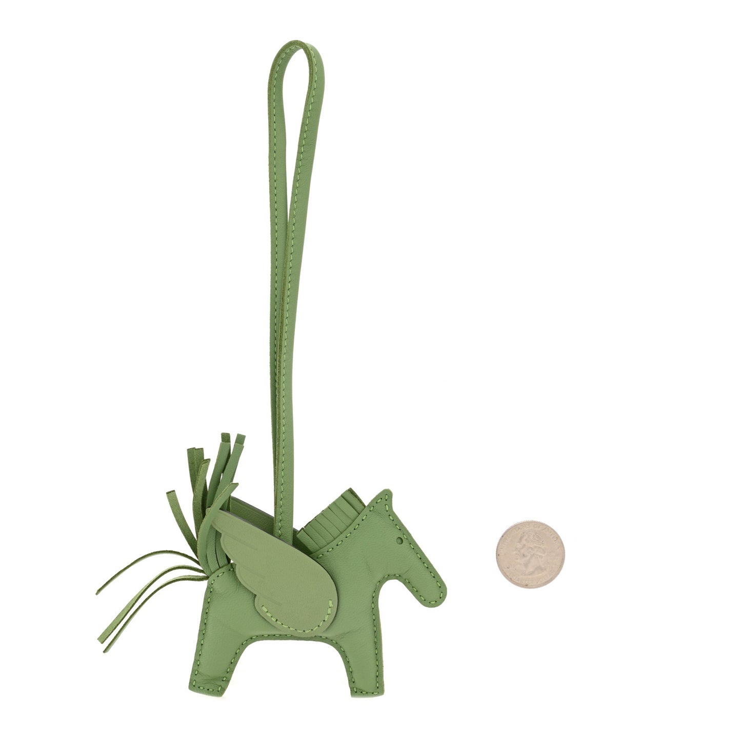 Milo Lambskin Grigri Rodeo Pegase Horse Bag Charm PM Vert Criquet