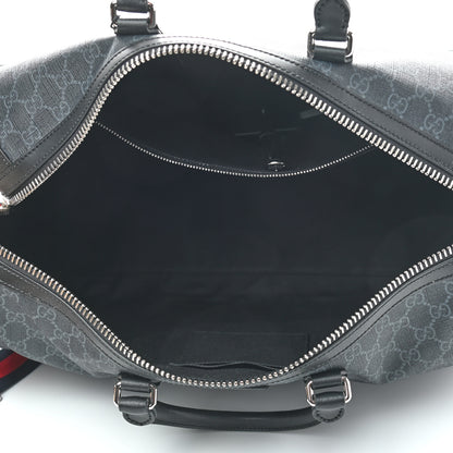 Gucci Soft GG Supreme Monogram Appia Calfskin Web Medium Carry On Duffle Bag Black Grey 4 of 13