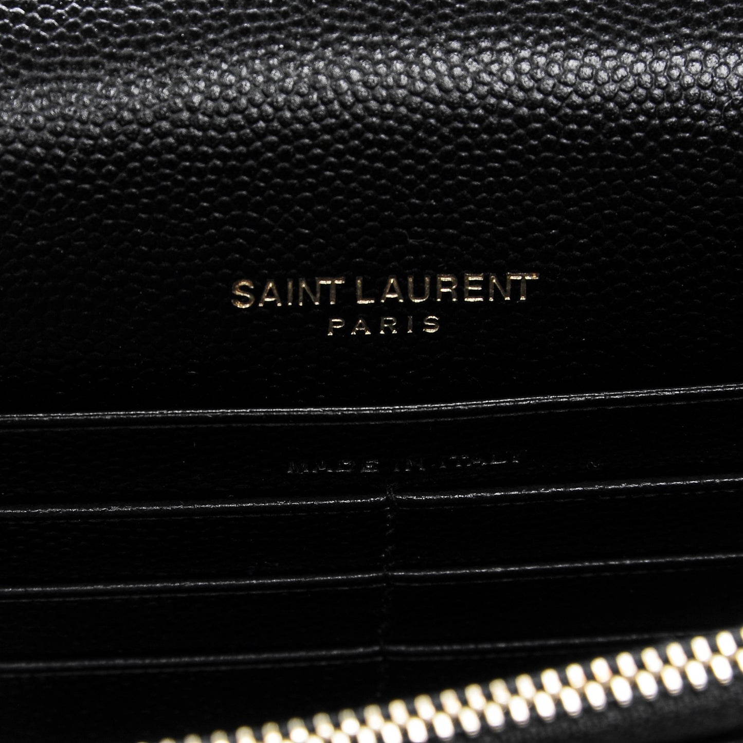 Grain De Poudre Matelasse Chevron Monogram Envelope Chain Wallet Black