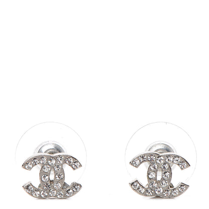 Chanel Crystal Mini Timeless CC Earrings Silver 1 of 5