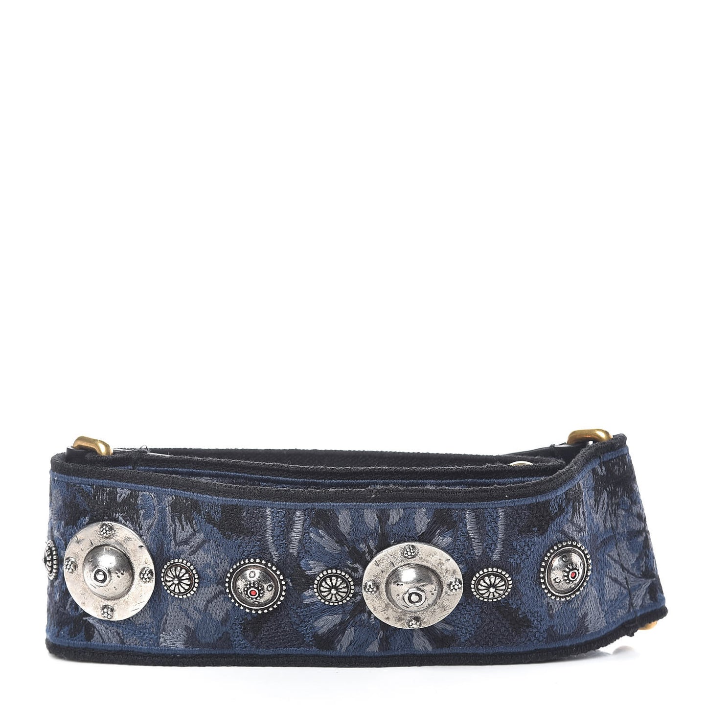 Canvas Embroidered Studded KaleiDiorscopic Adjustable Shoulder Strap Blue