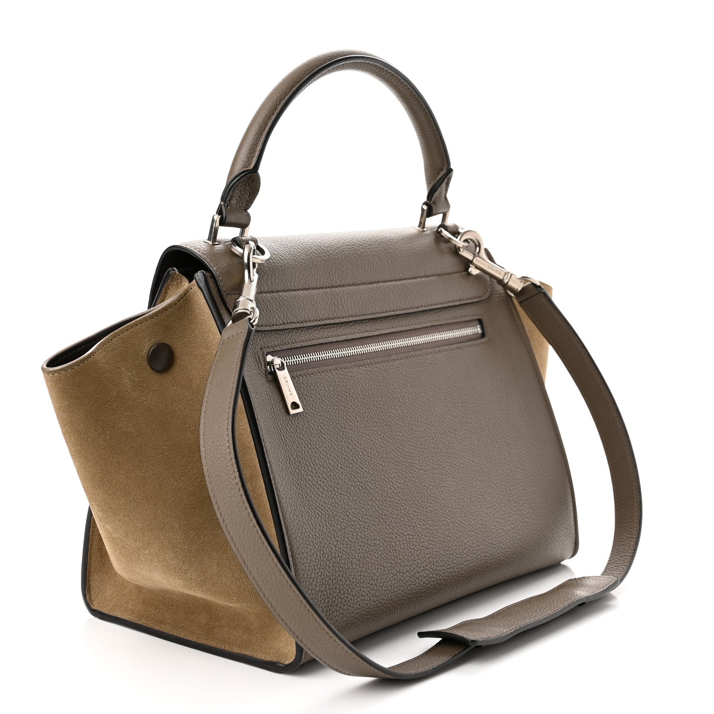 Drummed Calfskin Suede Small Trapeze Souris